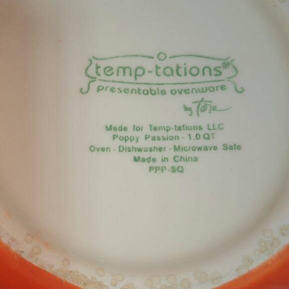 TEMP-TATIONS EUC 5 PIECE TARA POPPY PASSIONS CASSAROLE DISHES BOWLS - Picture 11 of 11